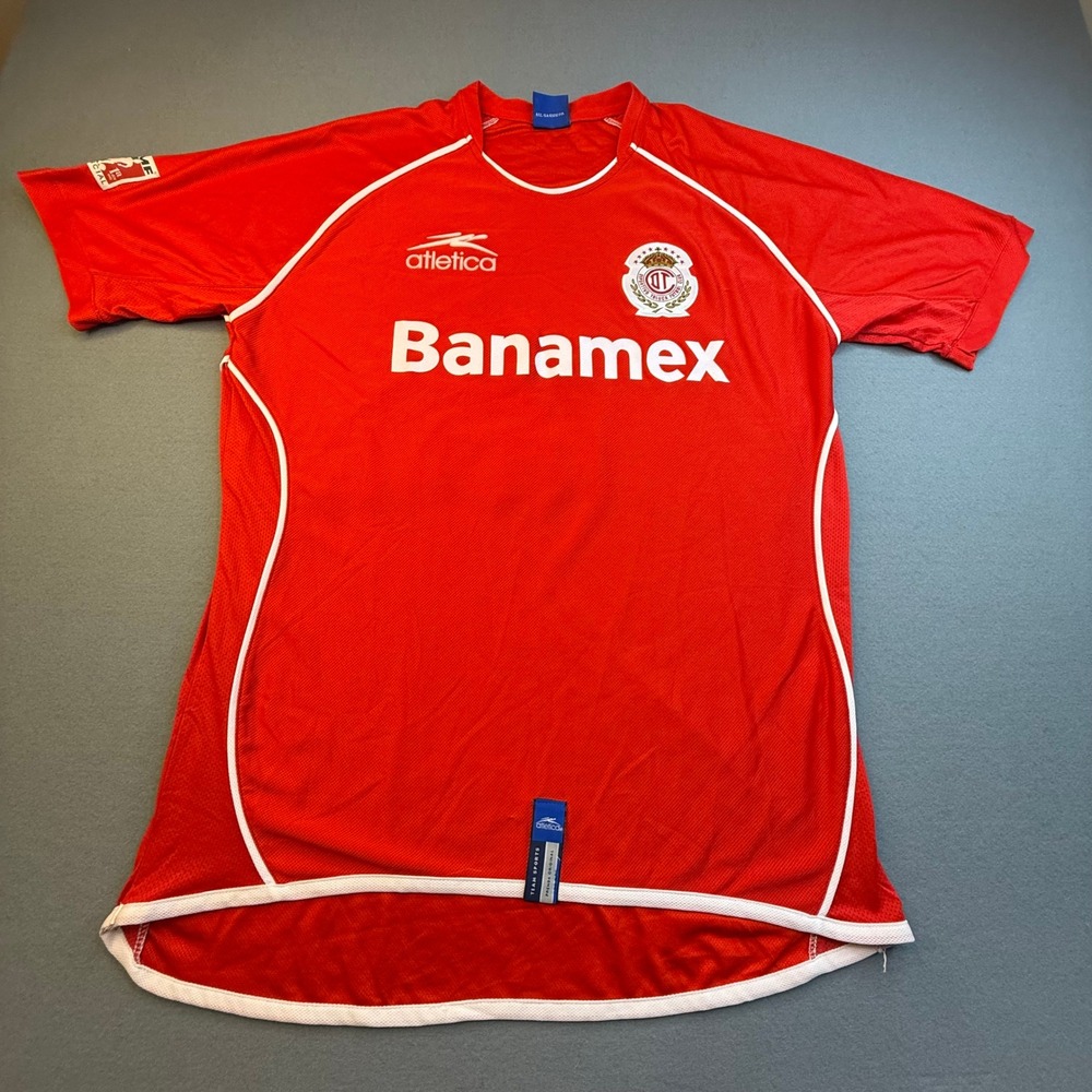 Atletica Deportivo Toluca FC Jersey Mens XXL Red Soccer Banamex Corona #3 Mexico